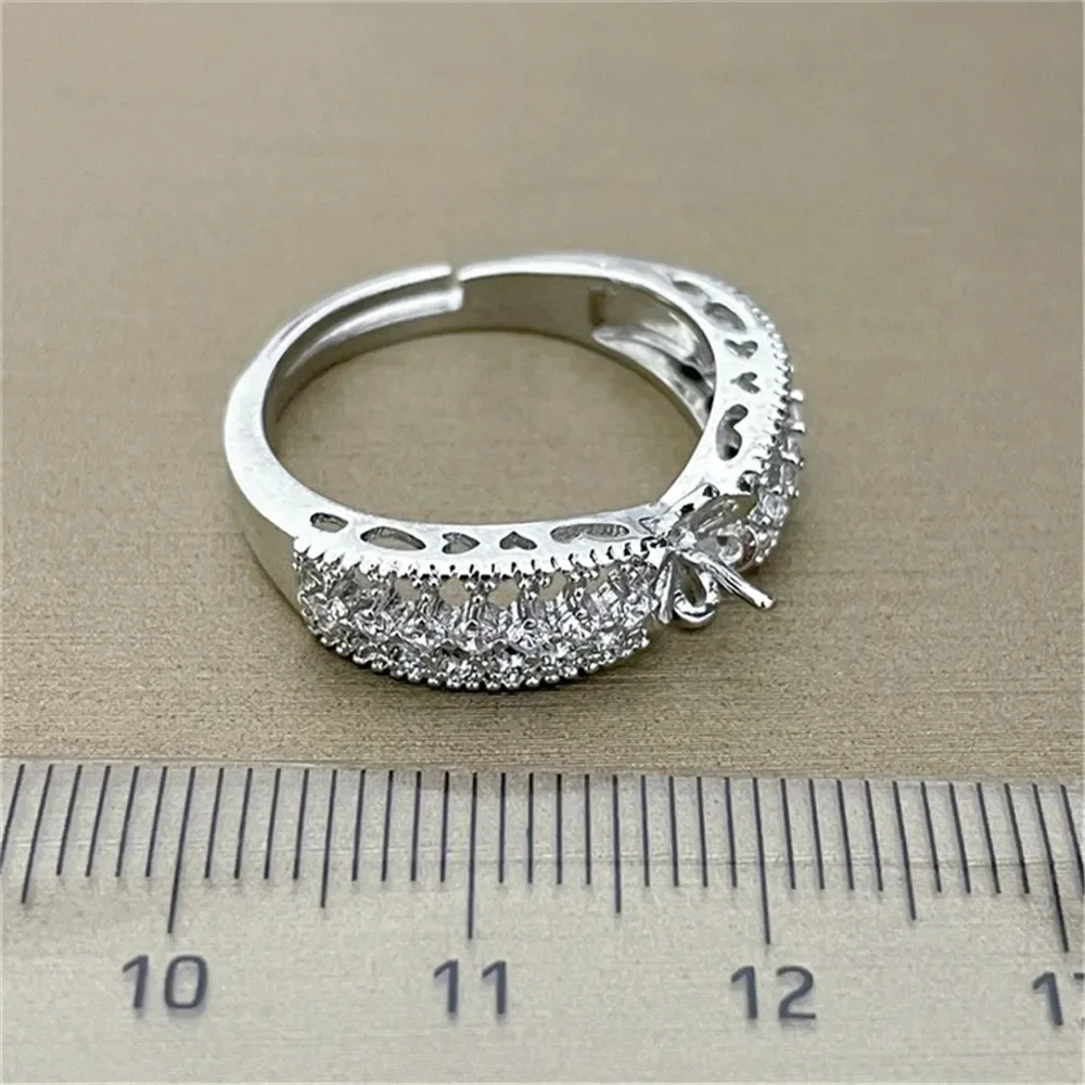 

18K Plated Gold DIY Hand Pinto Ring Paste Ring Face Half Hole Bead Needle Inlaid Pearl Opening Ring Accessories No Pearl E183