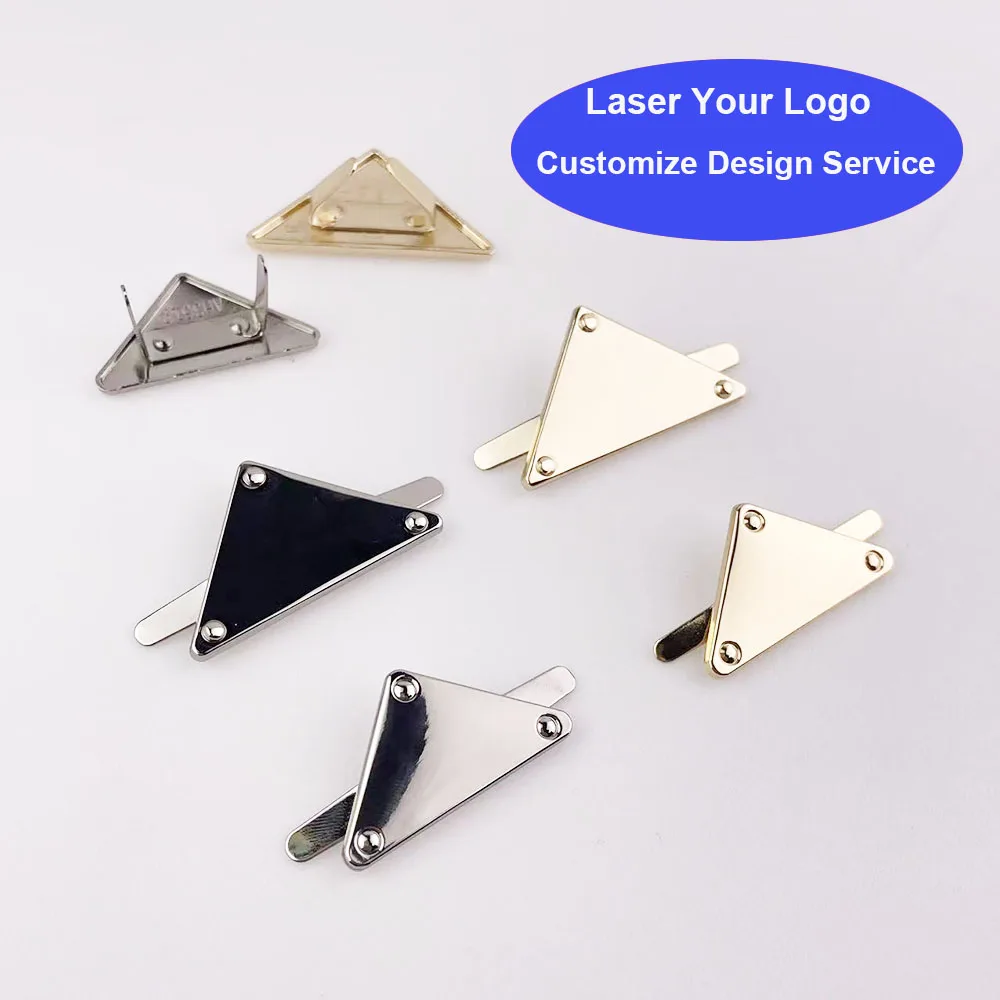 50pcs-35-40mm-triangle-bag-label-customize-logo-decorative-tag-buckle-for-shoes-purse-handbag-diy-hardware-sewing-accessories