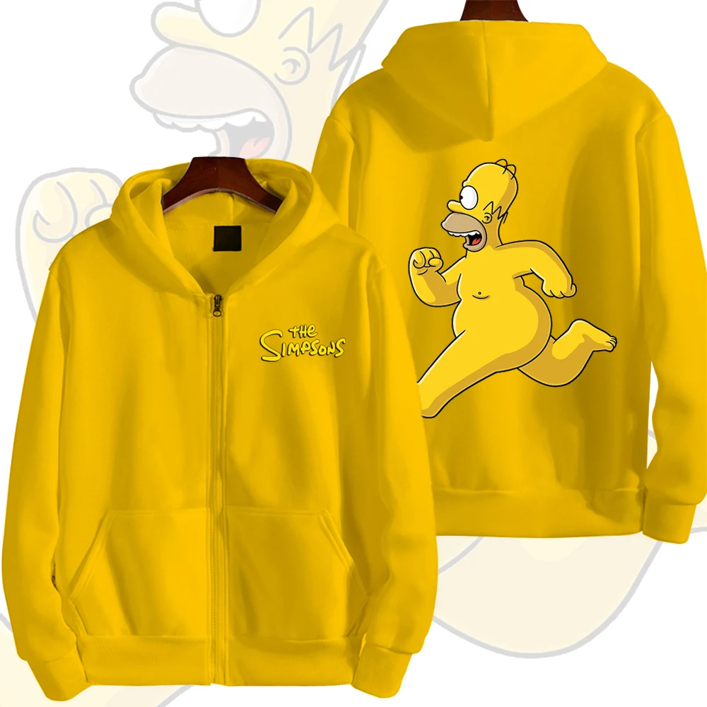 Moletom com Zíper The Simpsons para Homens, Novo Lançamento 2026, Casaco Casual para Mulheres, Jaquetas Fofas para Casais na Primavera e Outono