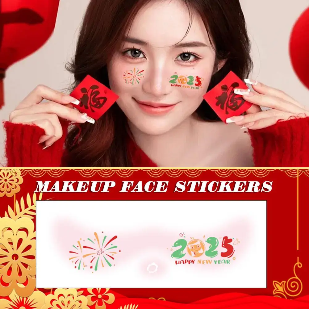 Festive Lantern Pattern Tattoo Stickers Disposable Live Net Unique Performance Party Broadcast Cool Face Patche Trendy Cele E5P7