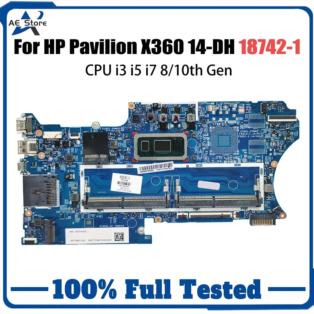 

Laptop Motherboard For HP Pavilion X360 14-DH L51138-601 L51138-001 Notebook Mainboard CPU i3 i5 i7 8 10th Gen 18742-1