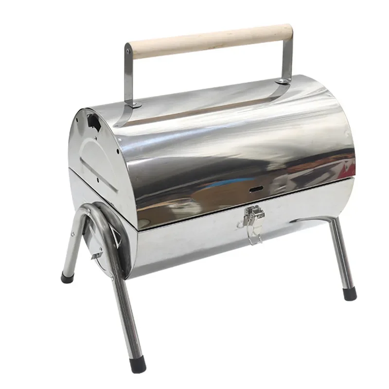 

Portable Stainless Steel Grill Round Outdoor Double Sided Portable Grill