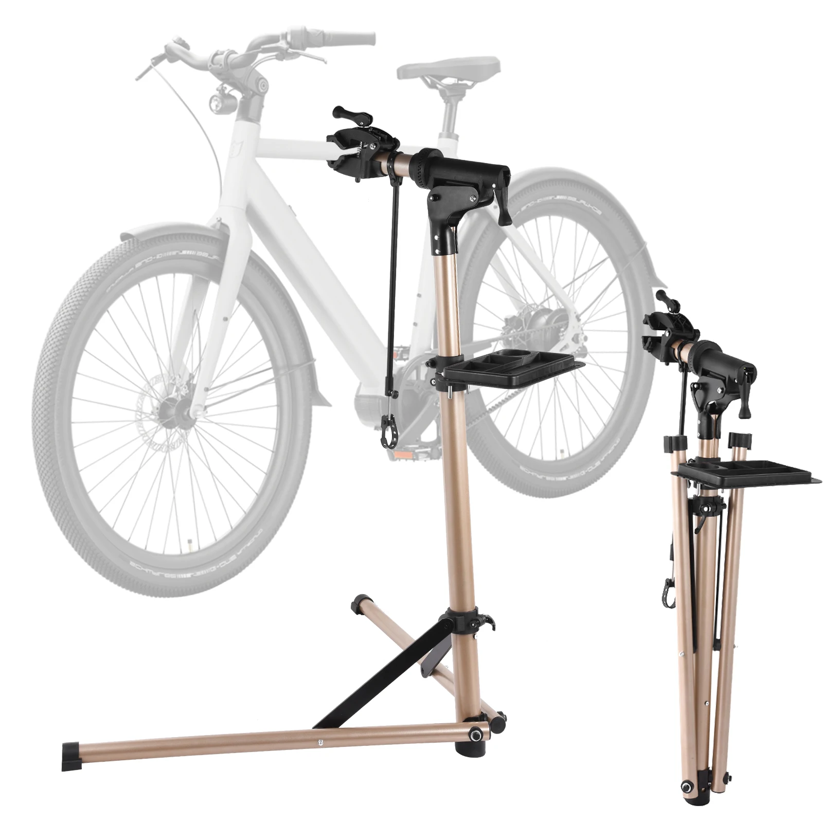 

Подставка для ремонта велосипеда, стойка для обслуживания велосипеда на 110 фунтов, регулируемая по высоте сверхмощная подставка для велосипеда из алюминиевого сплава для обслуживания