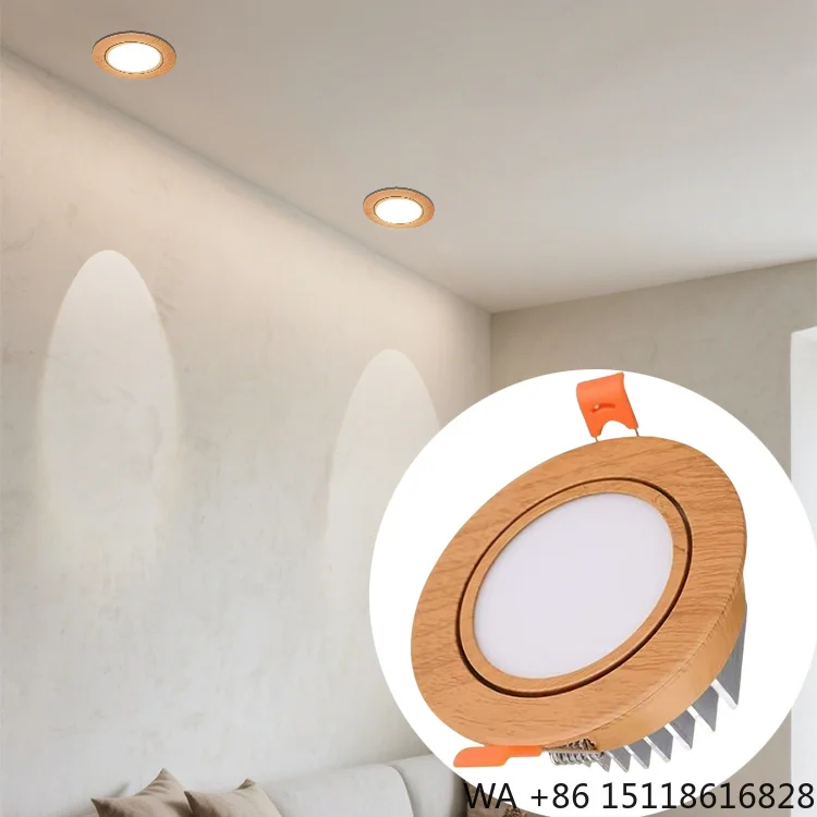Creative Wood Grain Recessed LED Downlight Aluminum Alloy High Brightness COB Spotlight Living Room Bedroom Ceiling Downlight