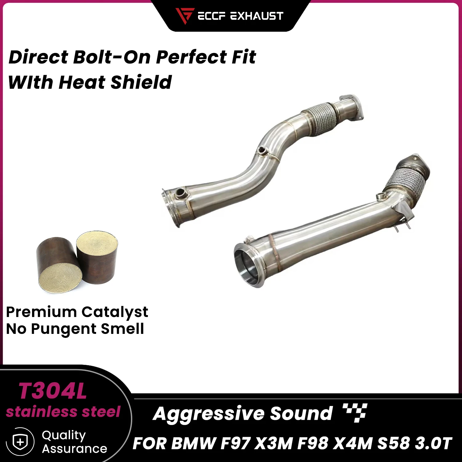 

Stainless Steel Downpipe For BMW F97 X3M F98 X4M S58 3.0T Aggressive Exhaust Sound High Flow Performance Upgrade