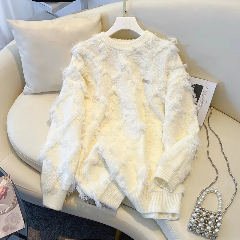 Faionable شرابة التفاصيل فضفاضة متماسكة سترة للرجال الخريف الشتاء وصول جديد عارضة مريحة ألياف البوليستر طويلة Sve...