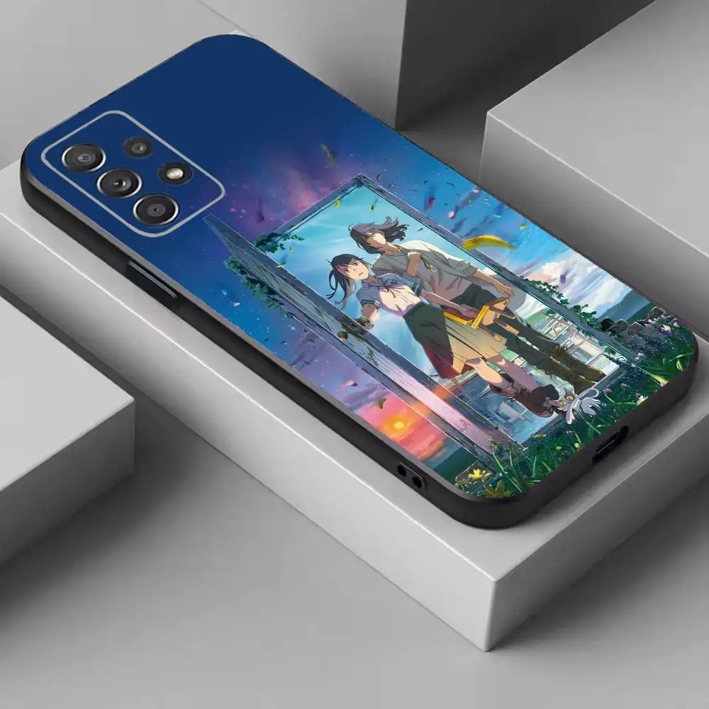 heartwarming S-Suzume-s Soft Black Phone Case for Samsung  S26,25,24,21,22,21,20,10,9,8,7,6Ultra,Plus,Fe, Lite