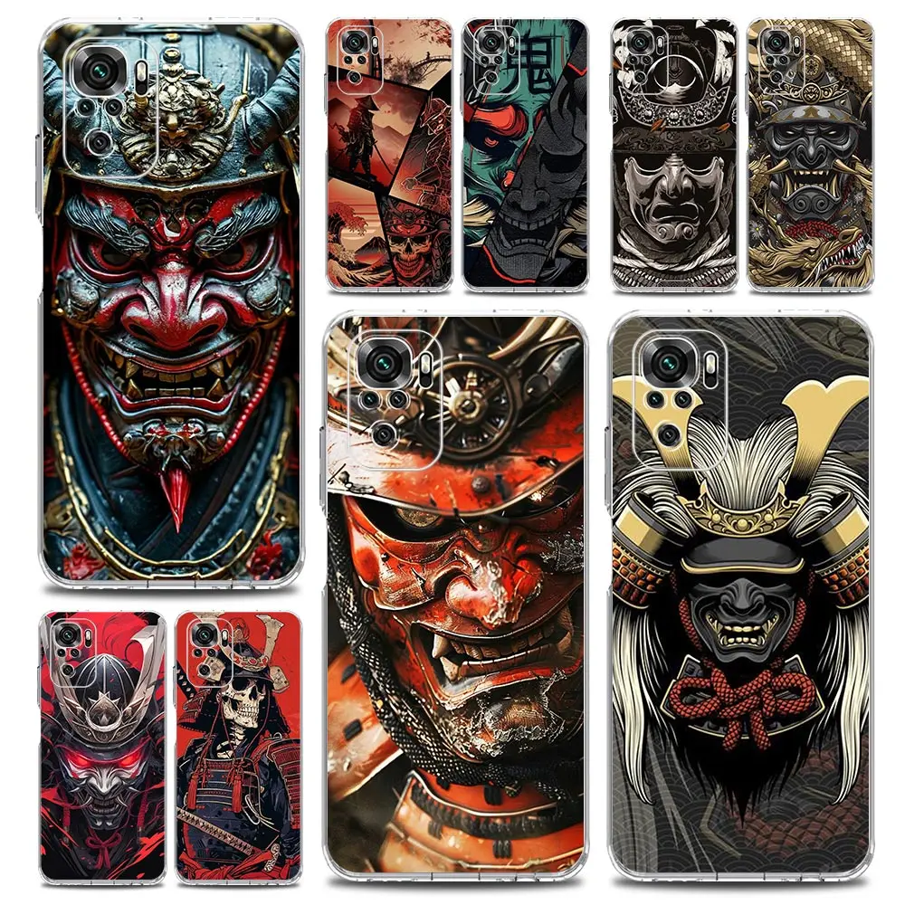 Samurai Hannya Mask Ghost Phone Case For Xiaomi Redmi Note 14 13 12 4G 9 8 10 11 Pro Plus 5G 14C 13C 12C 10C 9C 9A Soft Cover