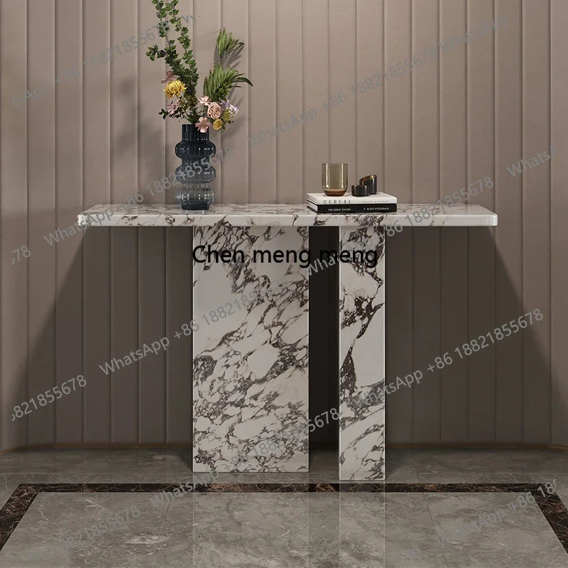 L07 Luxury Carrara Marble Console Table - French Style Entryway Hall Table & Console Table，Custom White Marble Wall Table