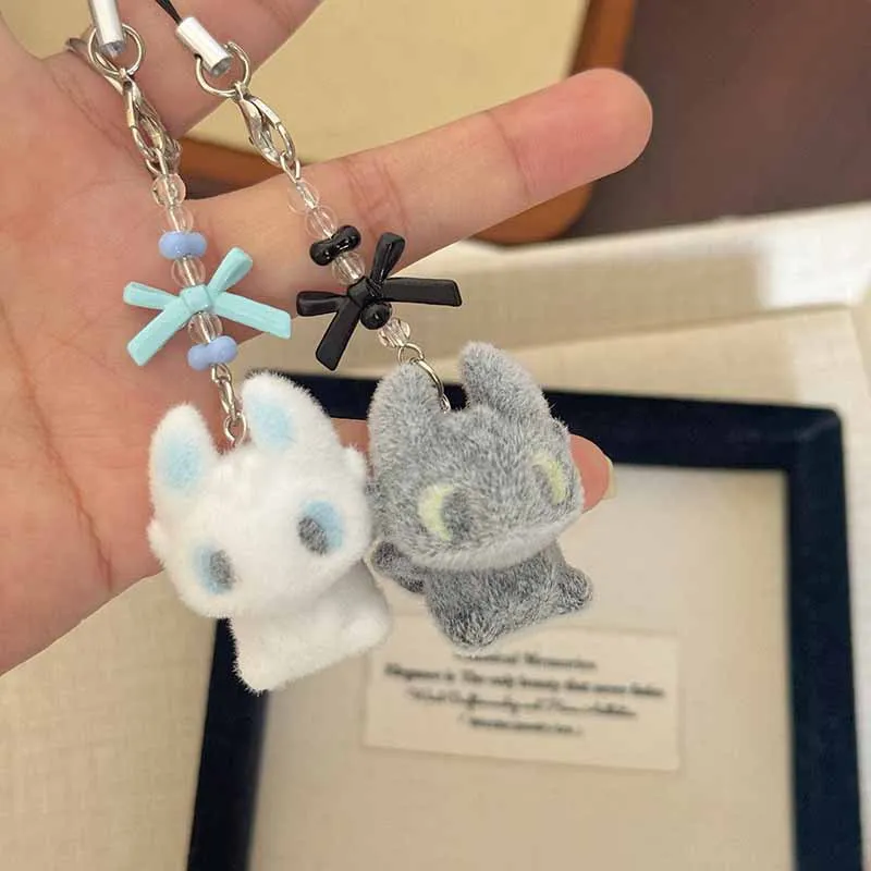 

Милый мультяшный женский черный, белый цвет, двойной злой беззубый брелок, кулон для студентов, школьный рюкзак, брелок для мобильного телефона, ювелирные изделия