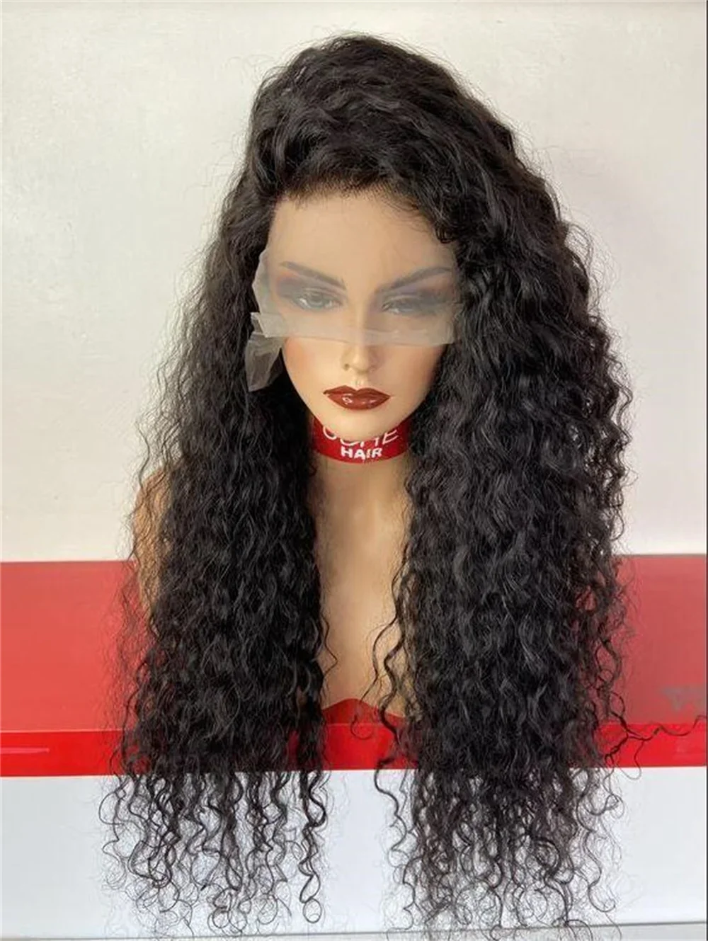 

Long Soft Preplucked Natural Black Kinky Curly Daily 180Density 26Inch Natural Hairline Lace Front Wig For Black Women Baby Hair