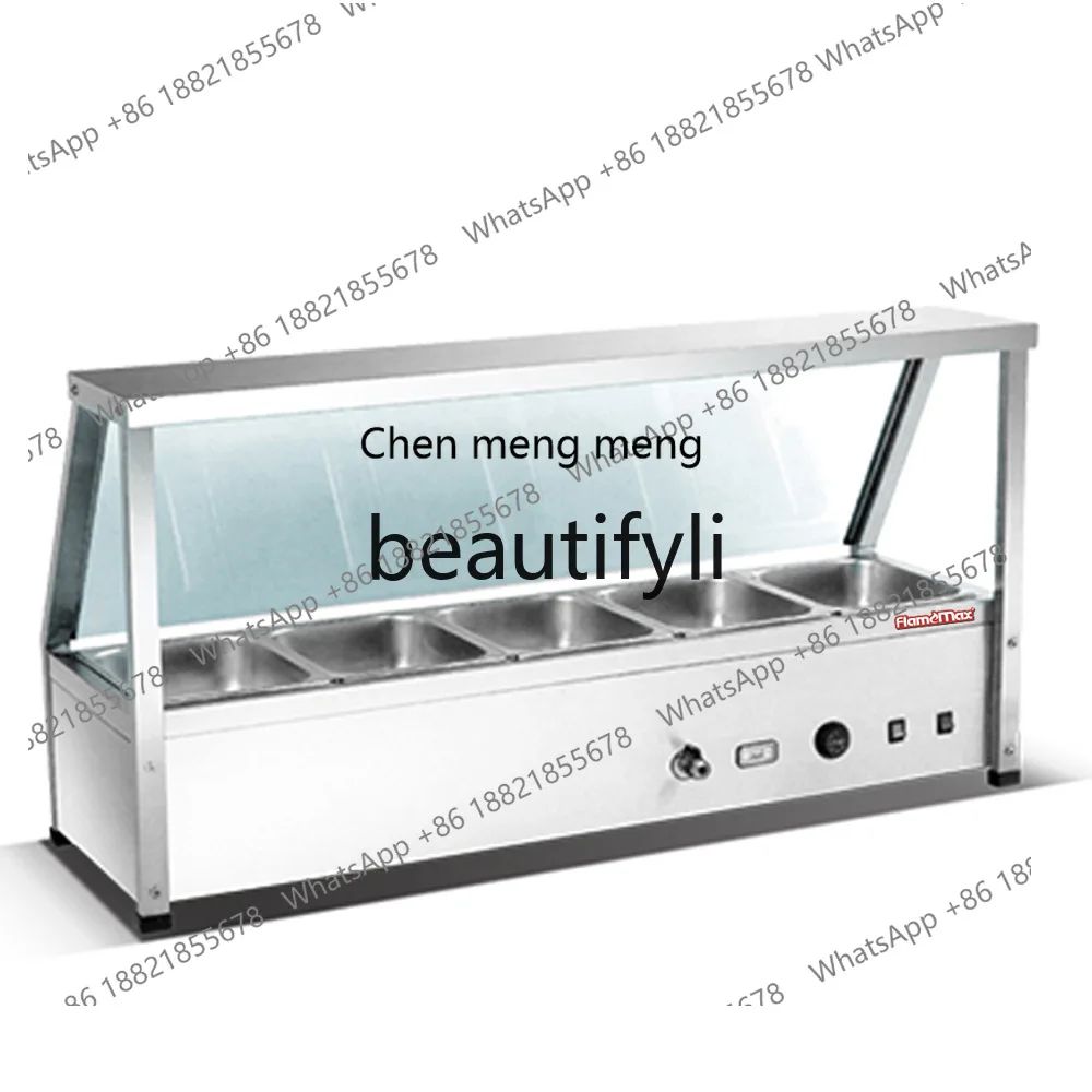 Z189 Multi-Specification Hotel Buffet Stainless Steel Food Warmer Four-Compartment Tray with Glass Cover and Soup Warmer
