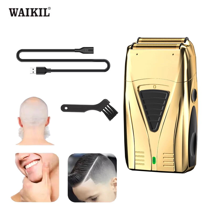 WAIKIL Professional Men's Electric Shaver Reciprocating Oil Head Whitening Device USB Rechargeable Cordless Portable Trimmer