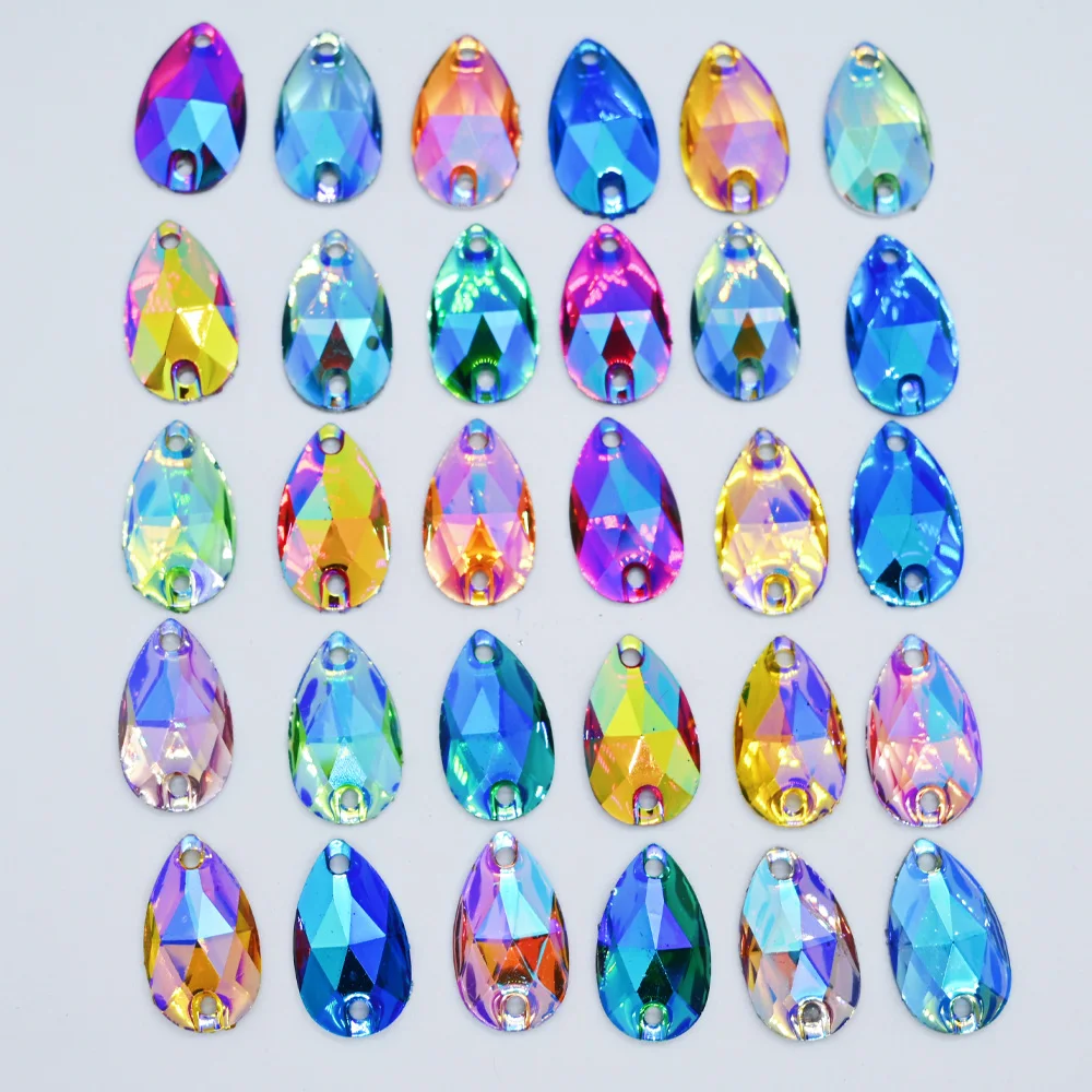 

Teardrop Shape 4 Sizes Resin Sew On Rhinestones AB Colors Glitter Resin Sewing Strass Crystal for Clothes Garment стразы