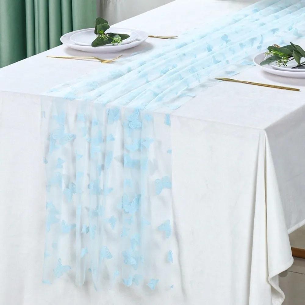 Romantic Butterfly Mesh Table Runner Semi-Transparent Multi-color Wedding Table Runner Decorative Long Table Runner Table Decor