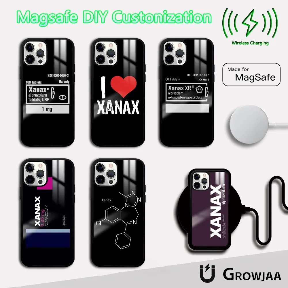 

Alprazolam Xanax Phone Case For iPhone 16 15 14 13 12 11 Pro Max Plus Mini Magsafe Mirror Wireless Magnetic Cover