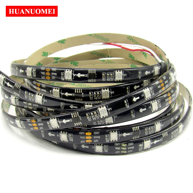 12V RGB LED Strip Lights WS2811 Addressable 30 Pixels per Meter Dream Color Smart Digital TV Lamp 5050 SMD Black PCB Waterproof