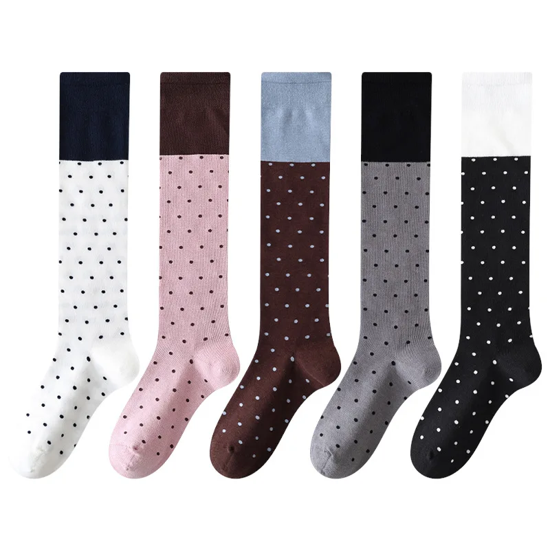 1/5 Paar Damen einfarbige, bequeme Stapelsocken, modische lange Röhrensocken ﻿ Elegante, minimalistische, kniehohe, gepunktete Socken