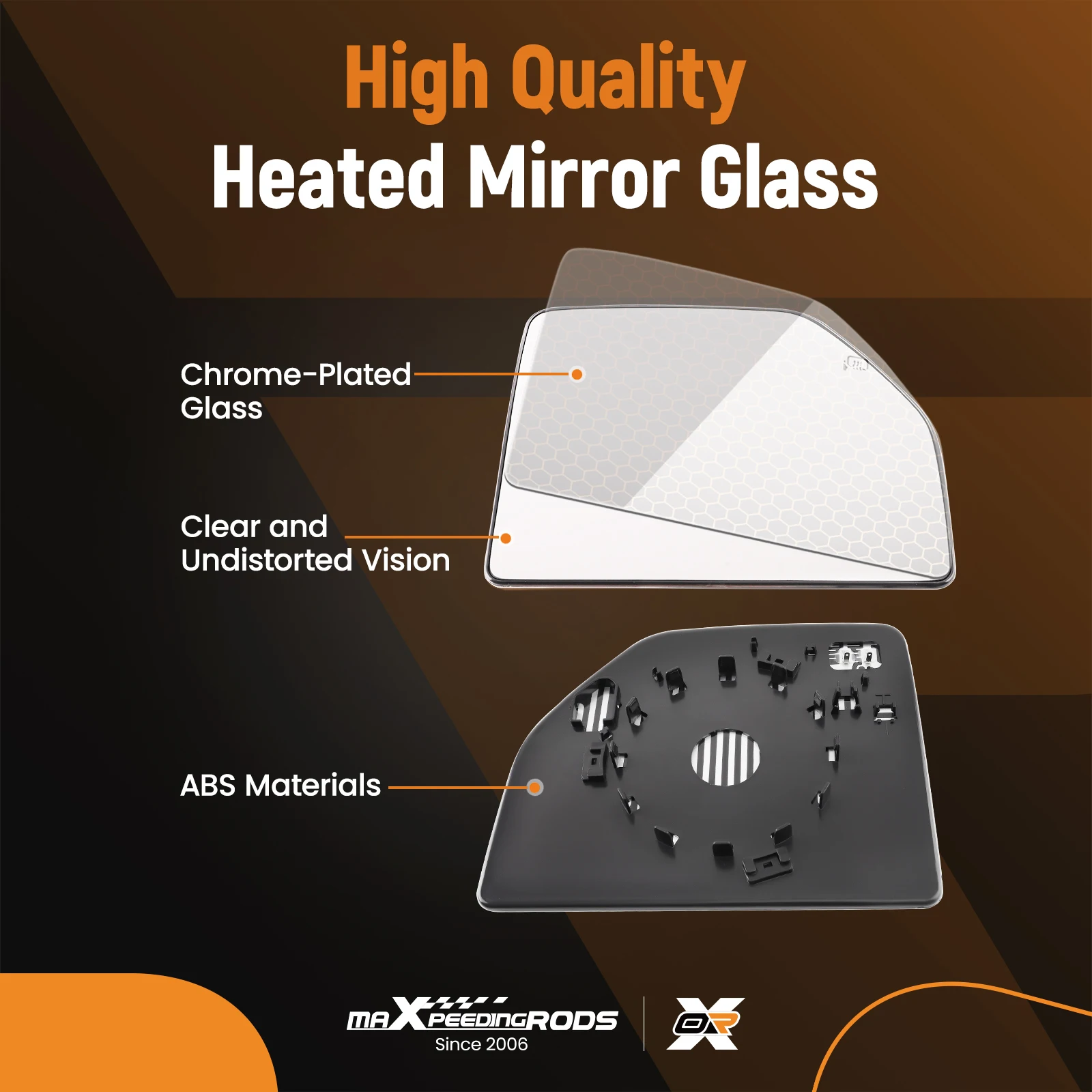 Heated Mirror Glass with Rear Holder For Ford F150 Truck 2015-2020 Ford F250 Super Duty F450 F550 Truck 2017-2019 FL3Z17K707D