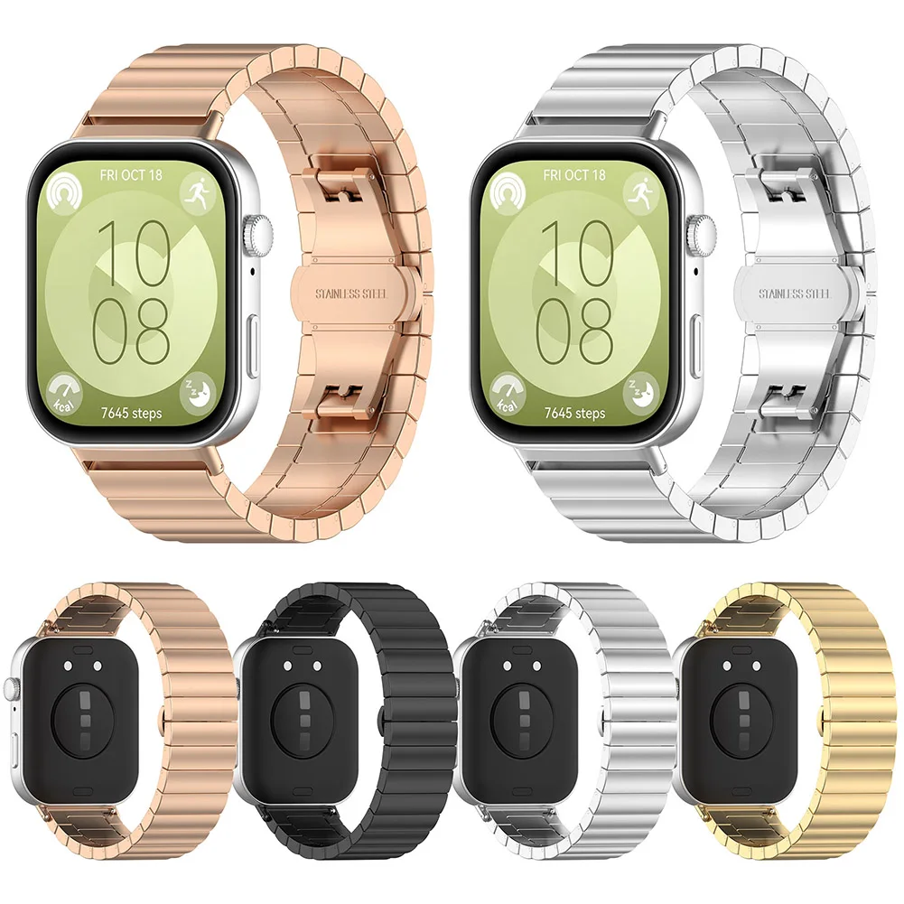 

Ремешок из нержавеющей стали для Huawei Watch Fit 3, сменный браслет для часов, ремешки, браслеты, регулируемые ремни для браслетов