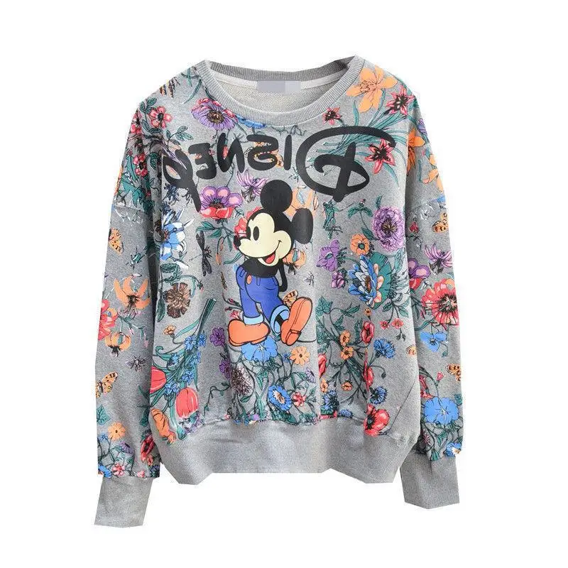 Mickey Print Tops  Women Hoodies Cartoon Korean Style Autumn Spring Sweatshirts Long Sleeve New Clothes Harajuku Hoodies Casual