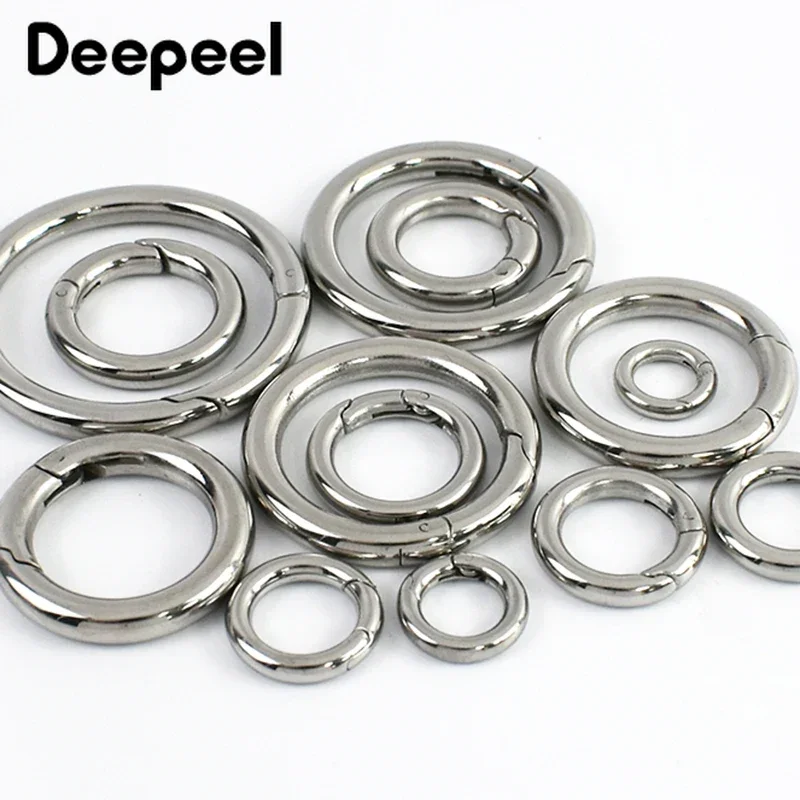 2/5Pcs 304 Stainless Steel Spring O Ring Buckles Openable Carabiners Clip Keychain Bag Strap Snap Hook Dog Leash DIY Accessories