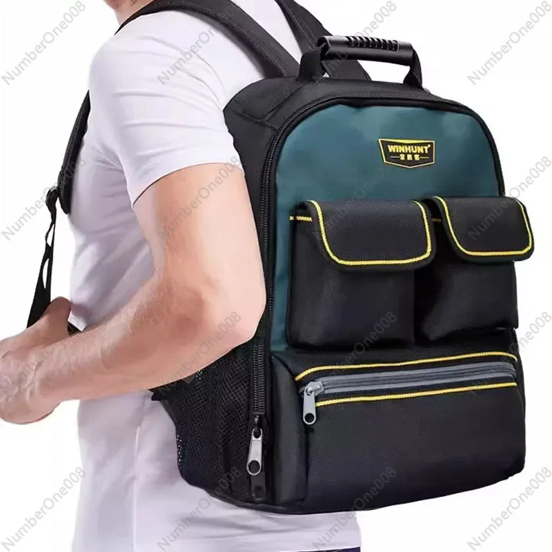 Large Capacity Electrician Tool Backpack Multifunctional Maintenance Installation Portable Canvas Thick Wear-Resistant Backpack