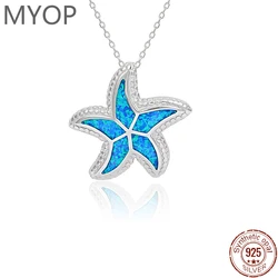 MYOP True 925 Sterling Silver Opal Necklace Minimalist Style Lovely Starfish Pattern Design Jewelry Gifts 