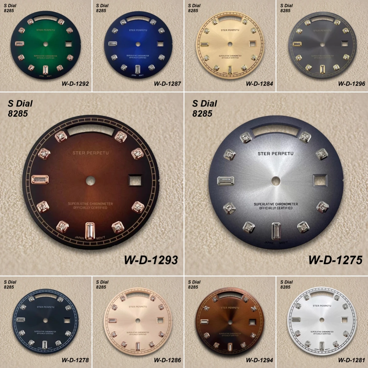 31mm Day And Date Diamond S Dial suitable For 8285 Movement Sunburst Watch Parts High-Quality Watch Modification Accessories