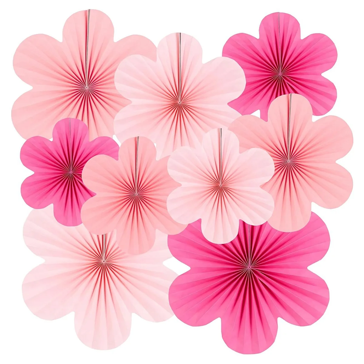 Pink Paper Fan Flower Set Party Decorations Paper Fans, Floral Pom Poms, and Garlands for Weddings, Birthdays