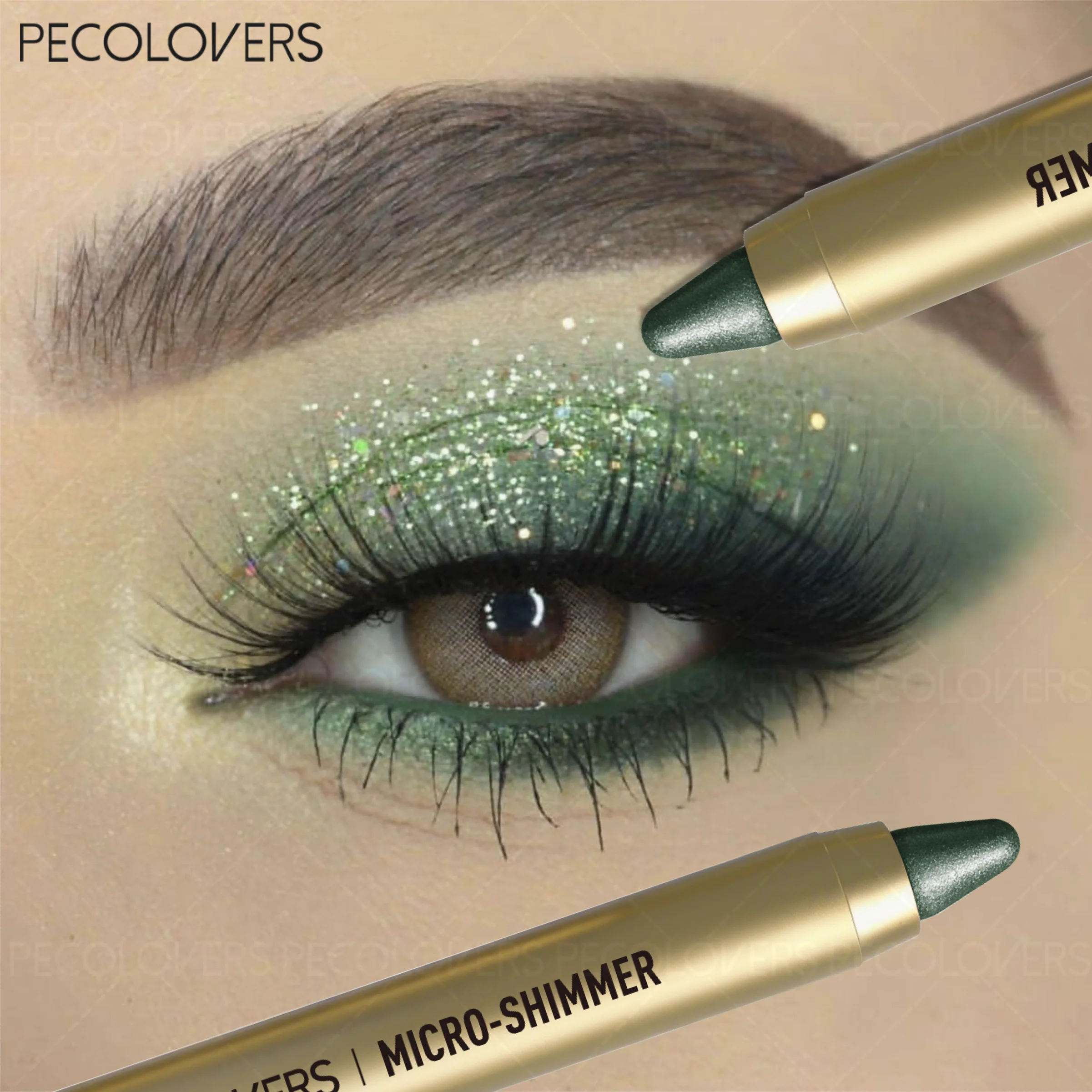 Metallic Shine Eye Highlighter Stick, Smooth Blendable, Beginner-Friendly, Daily Makeup, Golden Brown Smoky Violet Green
