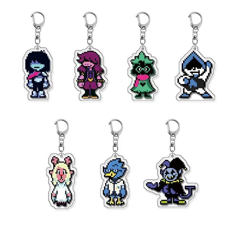 Jogo Delt Pixel Art Chaveiros para Acessórios Kris Dreemurr Susie Ralsei Sob Anjos Jóias Chaveiros Fãs Gaming Gamer Presentes