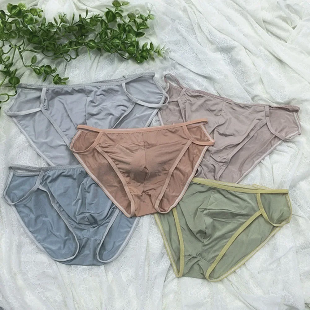 Men Sexy Thin Seamless Panties Lounge Underwear Comfortable Lingerie Breathable Bulge Pouch Low Waist Brief Stretch Lingerie