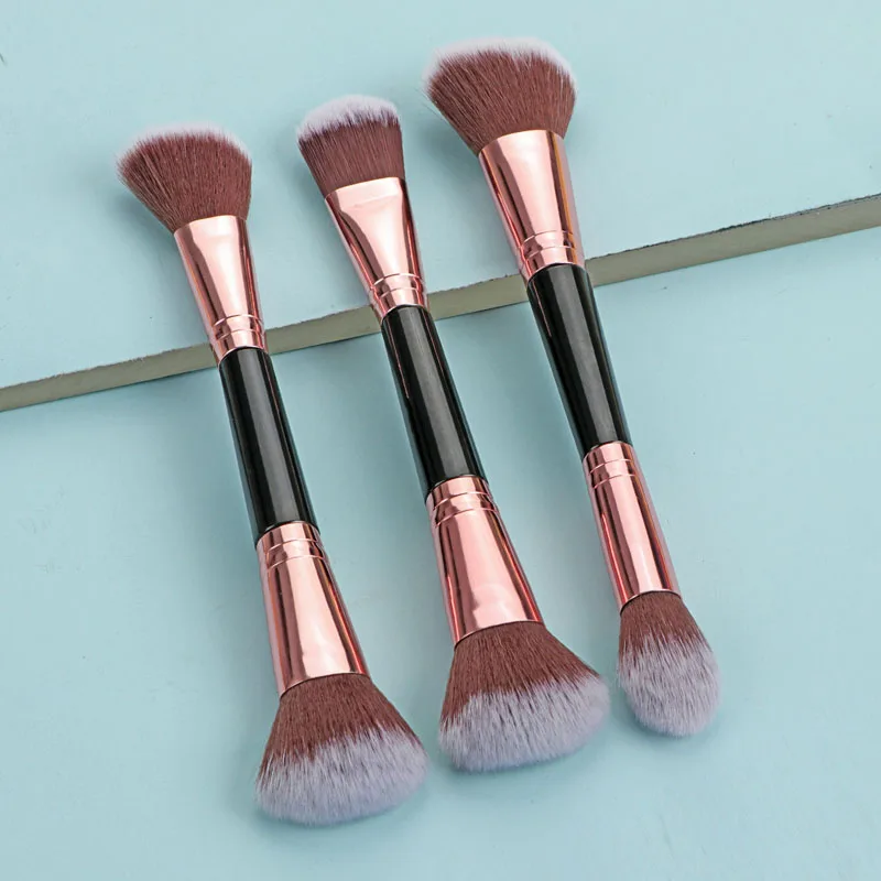 Karsyngirl 3Pcs Double Head blusher brush Foundation Powder Concealer Liquid Face Makeup Brushes Tools