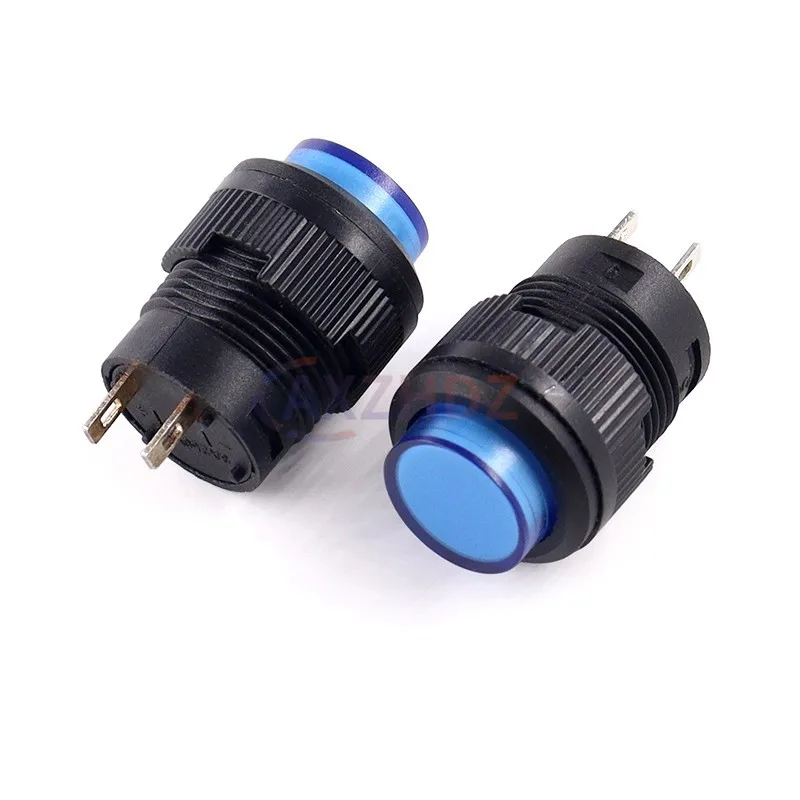 5PCS 16MM R16-503 Self-lockin Latching/Momentary Push Button Switch With 5Color LED Lighting 4Pin R16-503/AD/BD