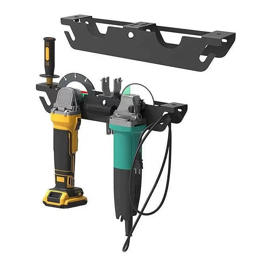 Heavy Duty Wall Mount Angle Grinder Holder Metal Black Angle Grinder Rack Durable Wear-resistant Cutting Machine Bracket