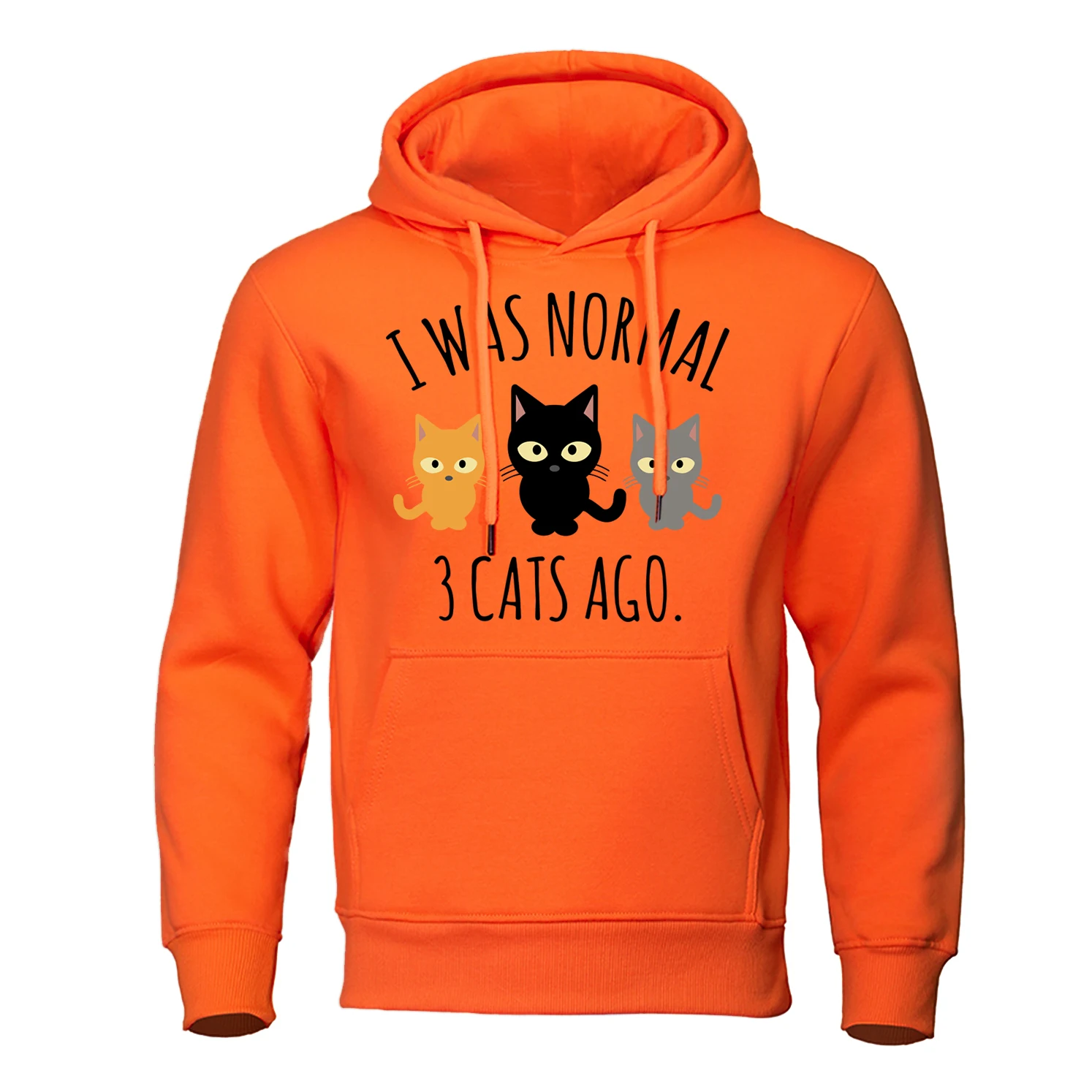 

I Was Narmal 3 Cat'S Ago 3 Little Cats Hoodies Men Personality Pocket Streetwear Hip Hop Pullover Clothes Fleece Warm Hoody Male