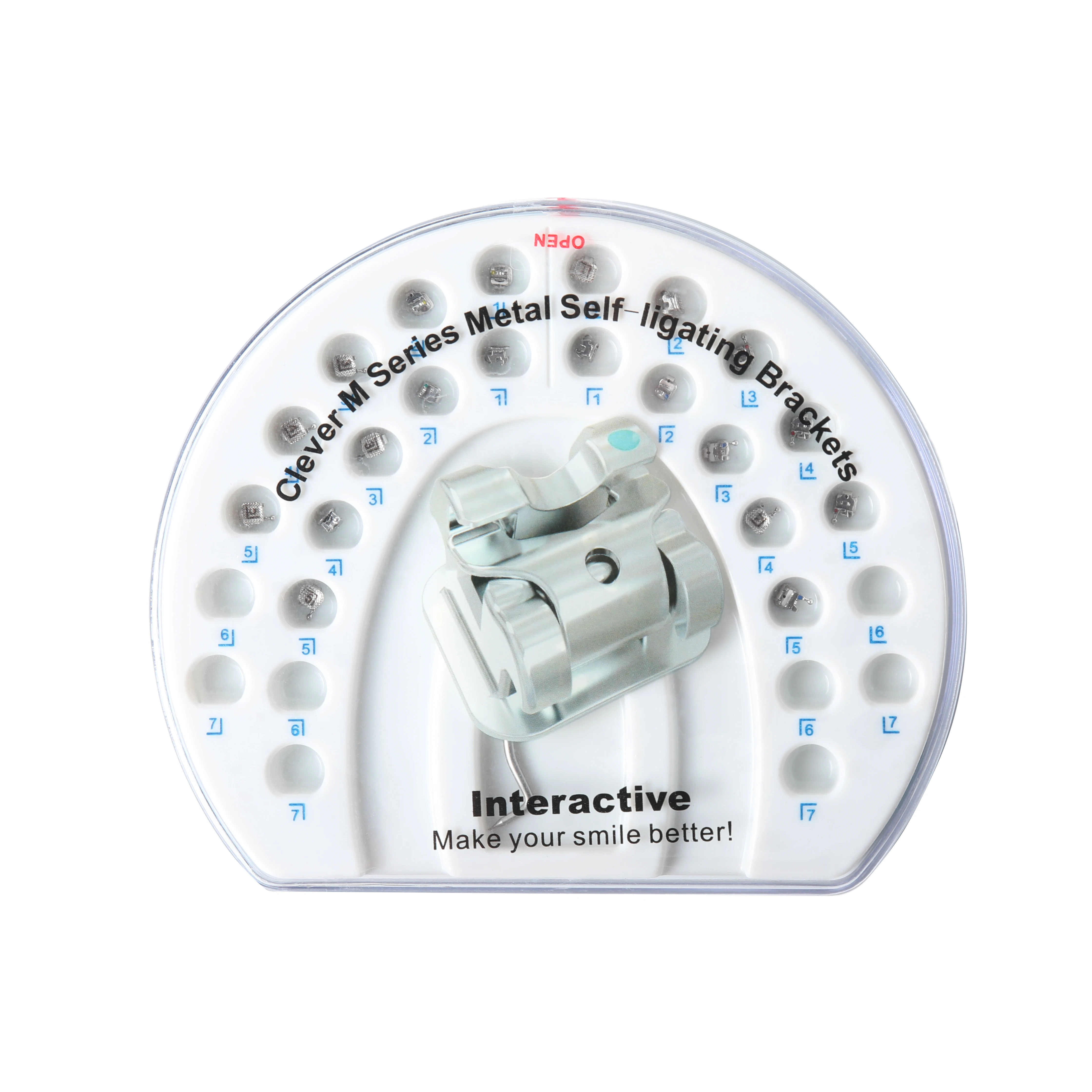 Clever‑M Series Metal Self‑Ligating Brackets MBT & ROTH Optional 0.022 Slot 3‑4‑5 Hooks 20Pcs or 28Pcs Full‑Arch Kit With Openin