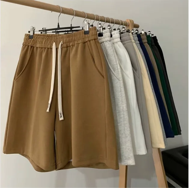 2026 shorts men's summer new style solid color American retro simple breathable loose casual sports men's shorts
