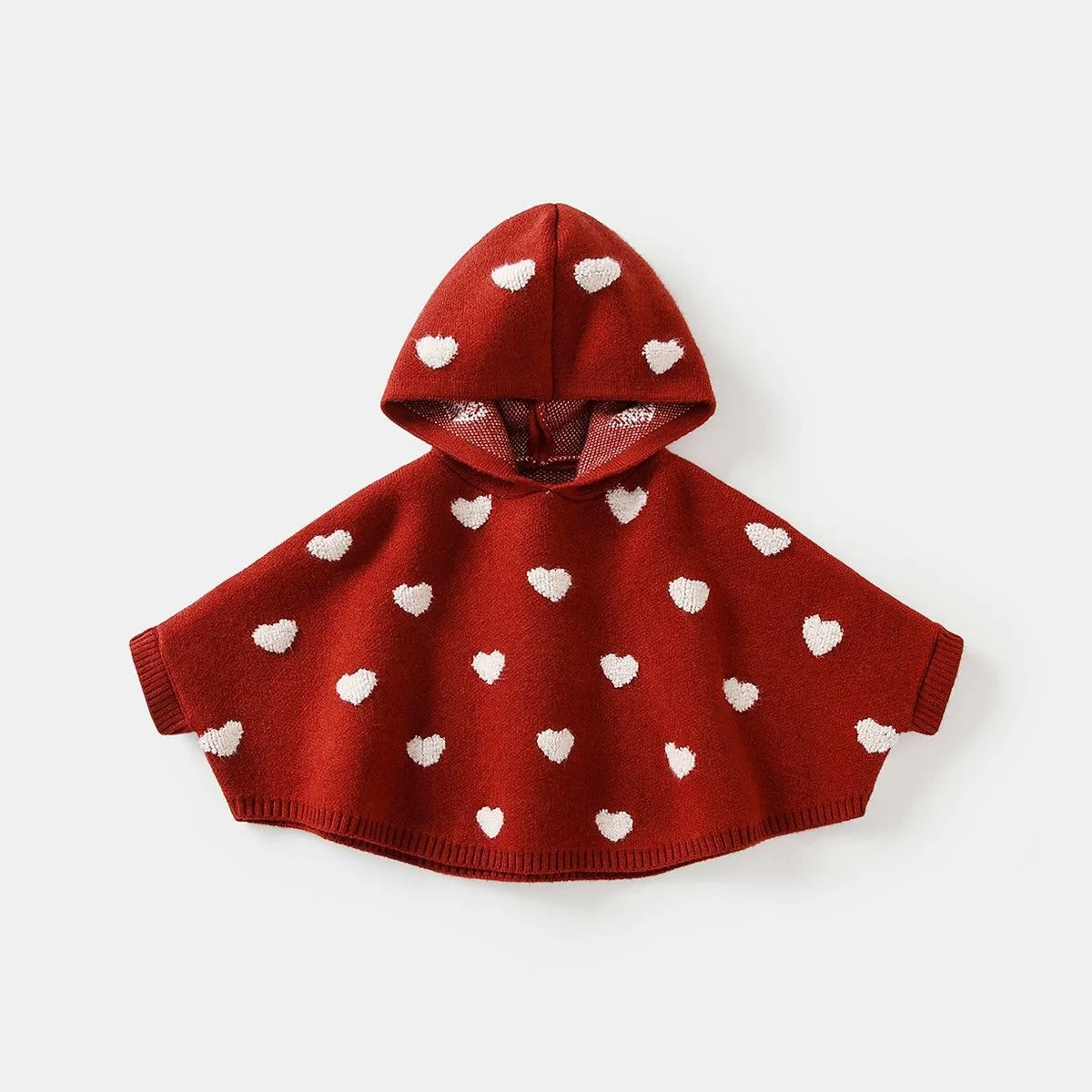 Spring and Autumn Girls' Cloak Baby Foreign Style Infant Children's Korean Version Love Knitted Sweater Cloak Sweater Shawl