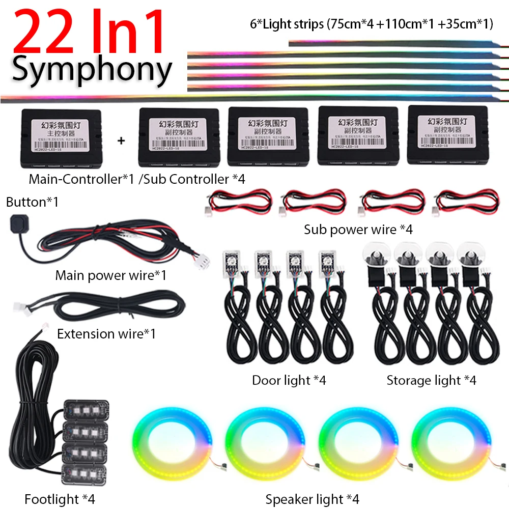 Oprah 18 in 1 LED Symphony Ambient Light For Car Interior Full