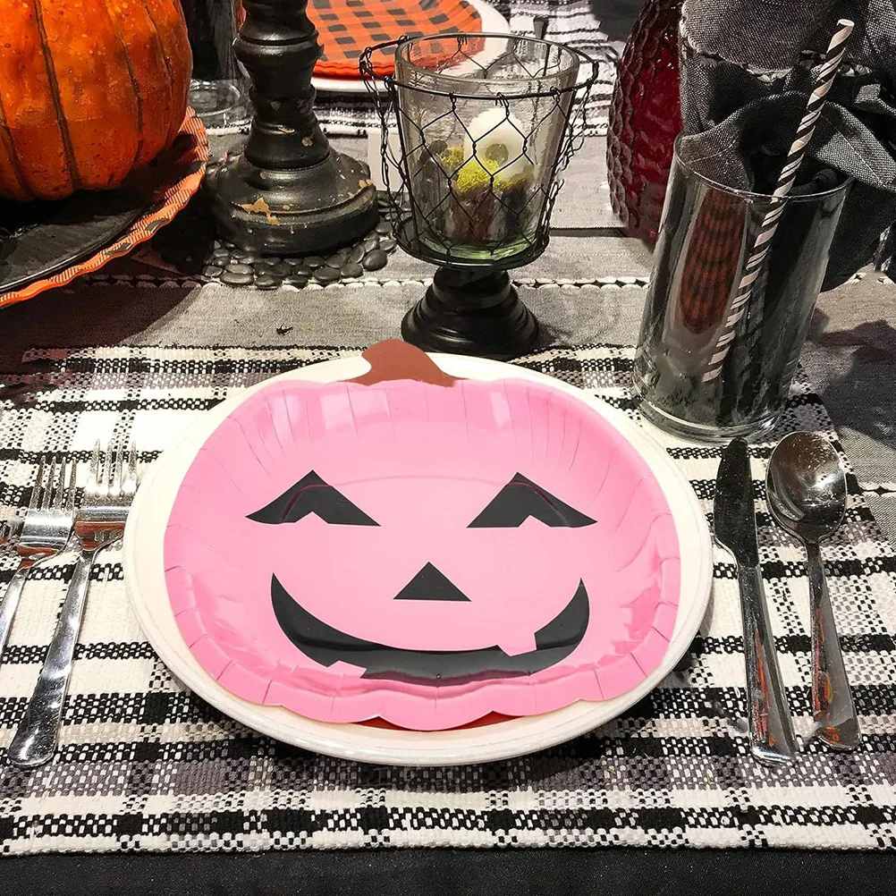 

20 Pcs Halloween Snack Plate Pumpkin Party Table Pumpkins Paper Plates Food Supplies Dessert