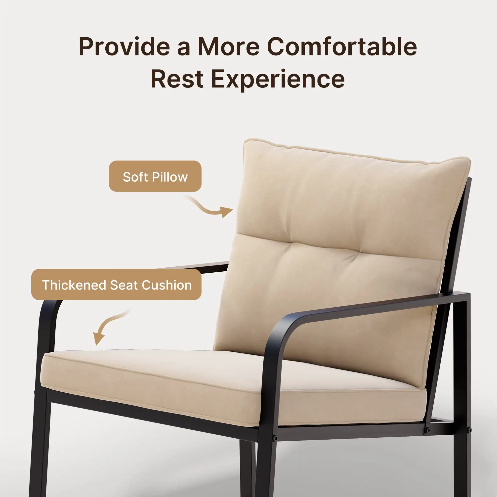 3-Piece Porch Balcony Furniture Set, Lofka Patio Rocking Chairs Set with Small Glass Table for Conversation and Break Time