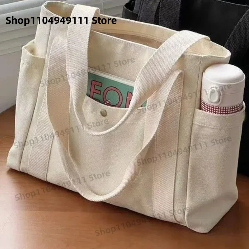 

Large Capacity Canvas Solid Letter Tote Bag Versatile Handbag for Commuter Work Student Class Underarm Women's Bag shopping bag