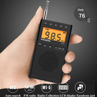 Mini Pocket FM AM Radio Portable Auto Search DSP Radios Receiver with LCD Display 3.5mm Headphones Support Channel Collection
