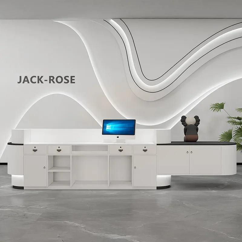 Modern Light Luxury Reception Desk for Beauty Salon Bar Dance Studio Office Front Counter Simple Design