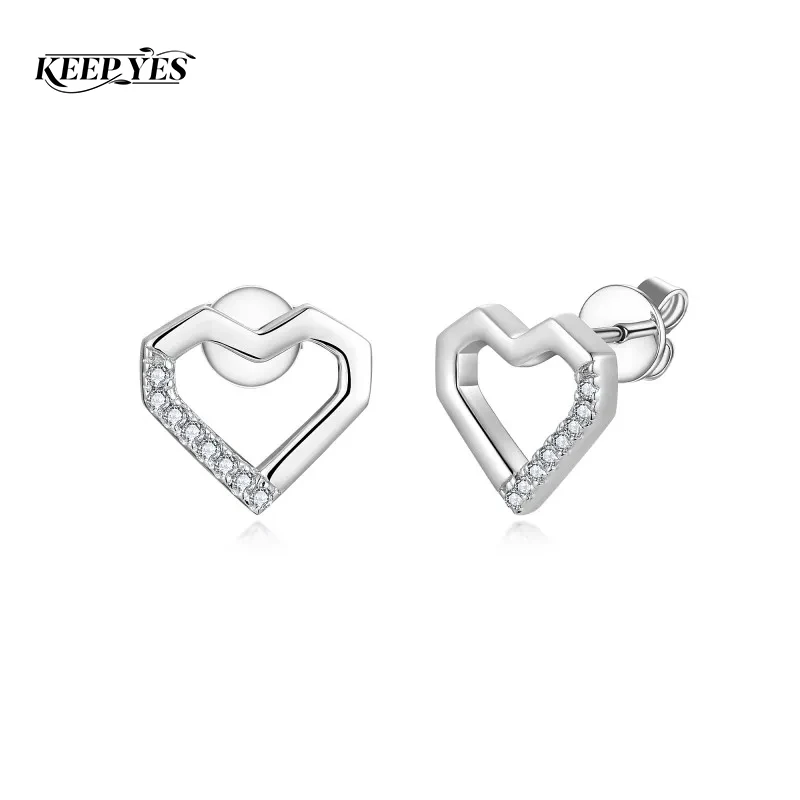 

Серьги-гвоздики KEEP YES с муассанитом в форме сердца, общим весом 0.06 карата, для женщин, имитация бриллиантов, серебро 925 пробы, изысканные ювелирные изделия