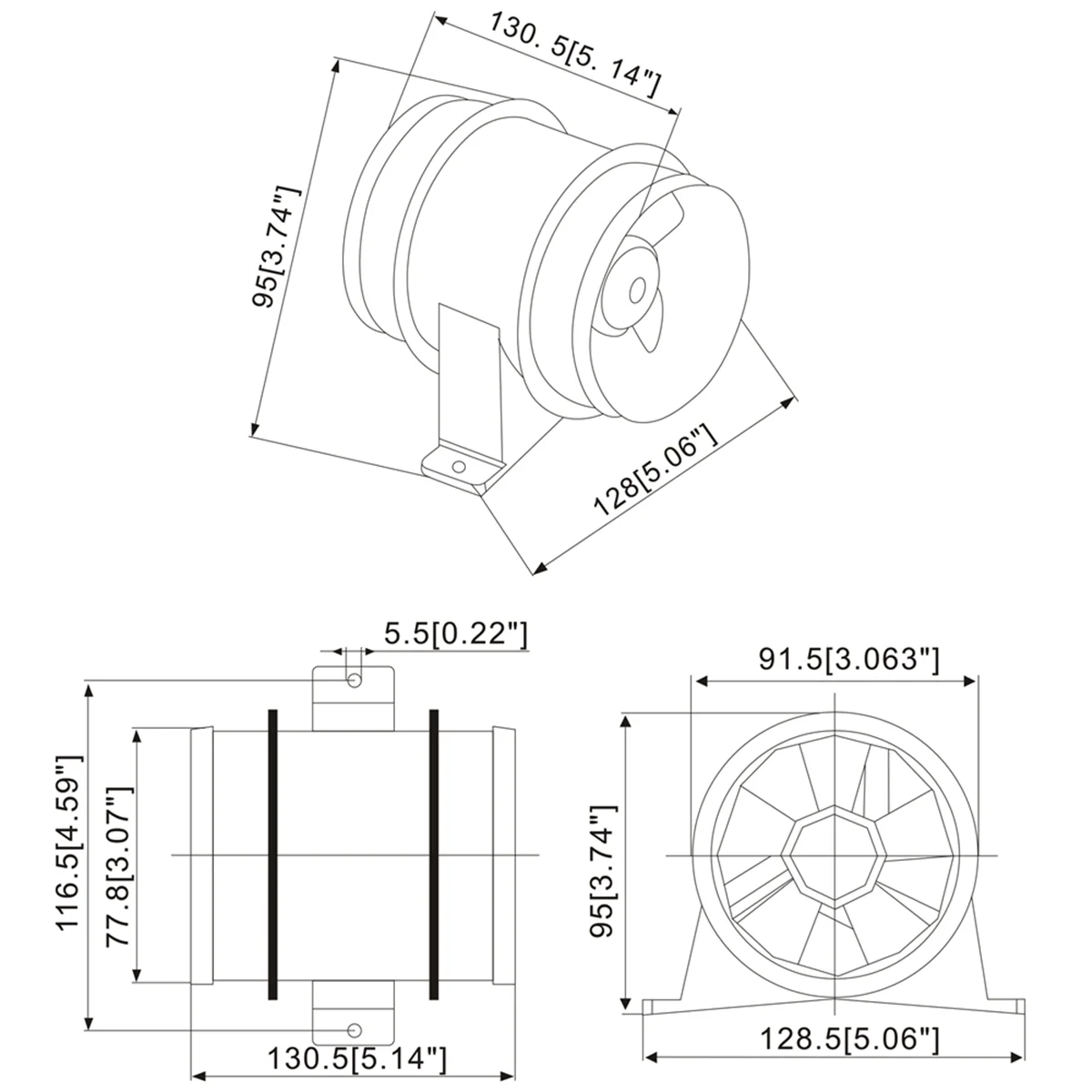 3 Inch In-Line Blowers Boat Bilge Blower Cool Fan Marine Cabin Ventilation 12V,RV and Marine Accessories