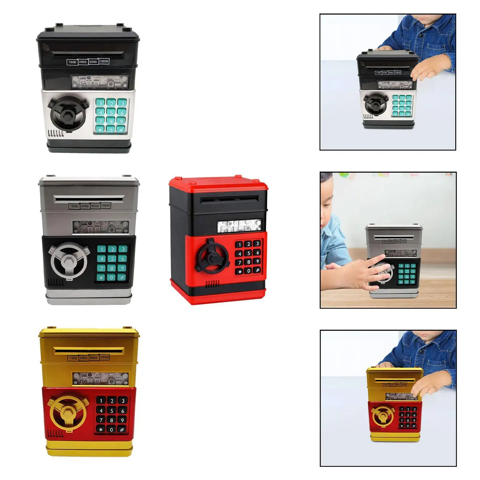 Tirelire ATM pour enfants, tirelire électronique, développement précoce, récipient d'argent, boîte d'économie d'argent, pour les 3 4 5 6 7 8 ans, cadeaux