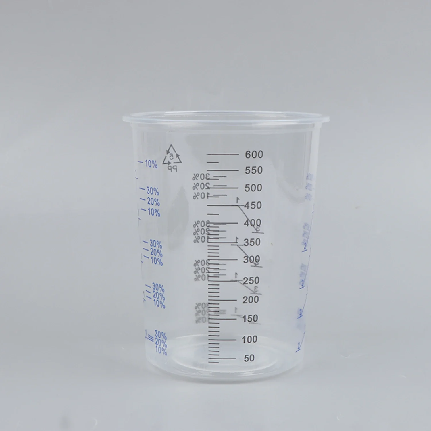 Pack of 10/50 Transparent Disposable Plastic Paint Mixing Graduated Cups - 600ml Calibrated Measuring Cups for Liquids